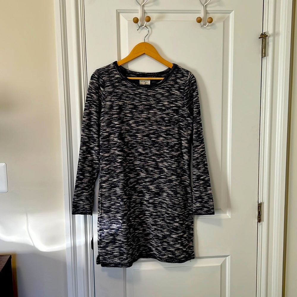 Blue and white Lou & Grey long-sleeve sweater dress, Size Small.
